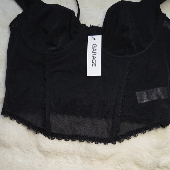 Garage Black Bustier Tie Front Bodysuit - Picture 3 of 4